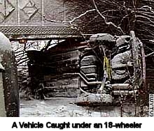 [A Vehicle Caught under an 18-wheeler]